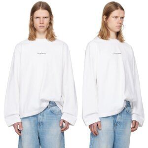 ACNE Studios Sweatshirt Logo White Cotton Jersey Crewneck Long Sleeves